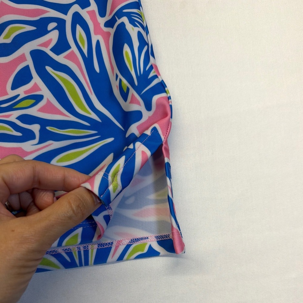 Katherine Way Golf Skort Set L Pink Blue Tropical Print Tennis Pickleball Resort - Picture 4 of 14
